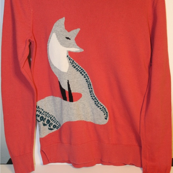 LOFT Red Sweater with Fox Design - Picture 2 of 5